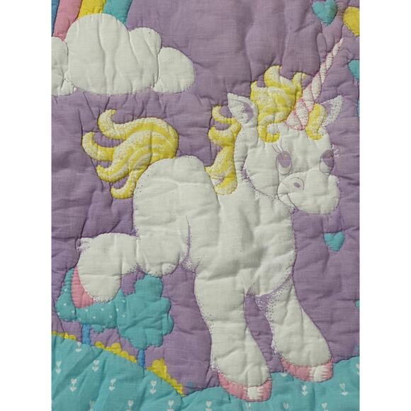 Rainbow Unicorn, Baby Blanket, 40x31", Quilted, Nursery, Bedding ~ 251016-WH 358 - Picture 5 of 5